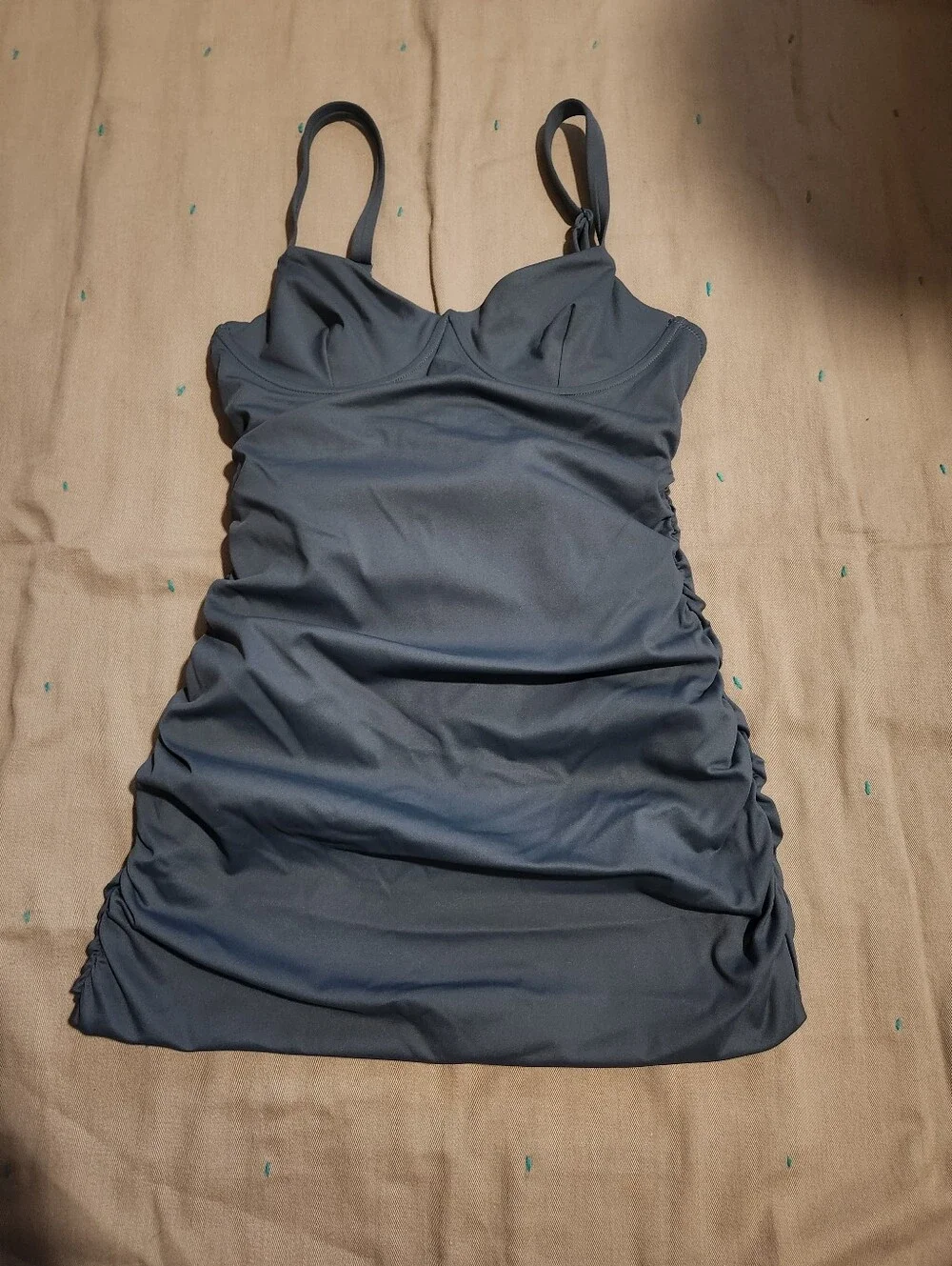 SKIMS Sculpting Swim Ruched One-Piece Suit Gray Sz Medium